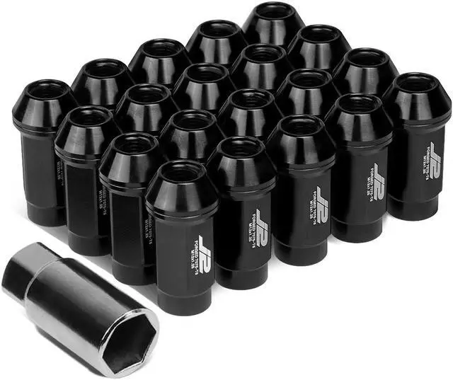 Main image of J2 Engineering LN-T7-018-125-BK J2 Engineering 7075 -T6 Forged Aluminum M12 x 1.25 20Pcs 50mm Height Close -End Lug Nut Kit w/Adapter Key Black