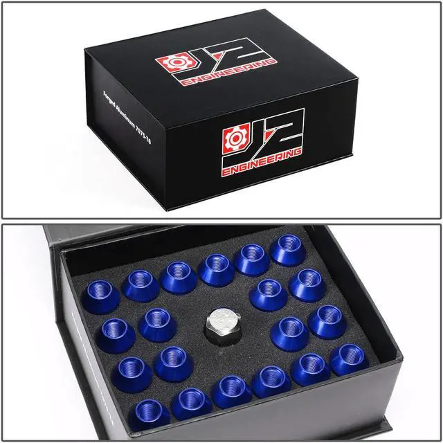 Alt view image 7 of 7 - J2 Engineering LN-T7-024-125-BL J2 Engineering 7075 -T6 Forged Aluminum M12 x 1.25 20Pcs 35mm Close -End Lug Nut w/ Socket Adapter ( Blue )