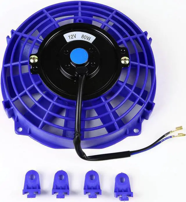 Alt view image 2 of 6 - DNA Motoring RAF-7-BL+FMK-X2 2Pcs 7" Inch High Performance Electric Radiator Cooling Fan kit (Blue)