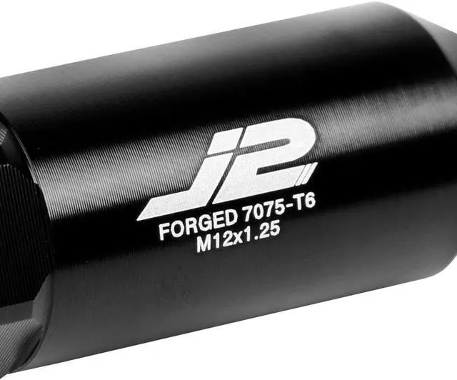 Alt view image 3 of 7 - J2 Engineering LN-T7-003-125-BK J2 Engineering 7075 -T6 Forged Aluminum M12 x 1.25 20Pcs 60mm Height Open -End Lug Nut Set w / Socket Adapter Black
