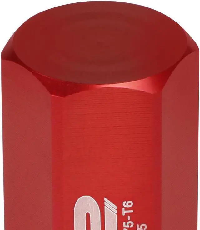 Alt view image 4 of 5 - J2 Engineering LN-T7-005-125-RD J2 Engineering 7075 -T6 Forged Aluminum M12 x 1.25 20Pcs 50mm Close -End Lug Nut w/ Socket Adapter ( Red )