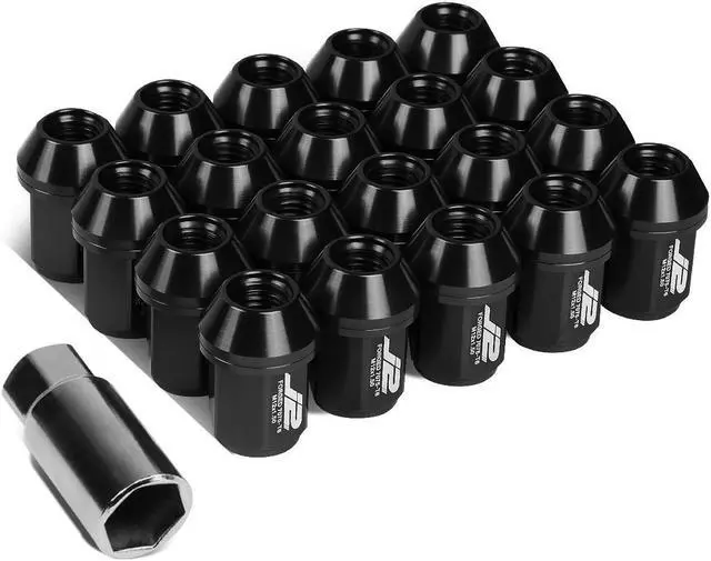 Main image of J2 Engineering LN-T7-024-15-BK J2 Engineering 7075 -T6 Forged Aluminum M12X1.5 20Pcs 35mm Height Close -End Lug Nut Set w/Adapter Key (Black)