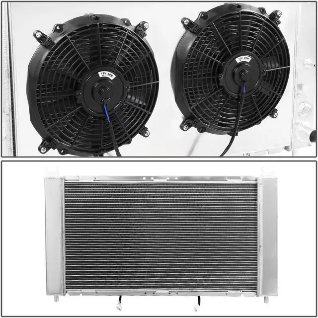 Alt view image 2 of 5 - DNA Motoring RA+FS-SILVERADO99-2 For 00-06 GMC Yukon / Sierra 2-Row Tri-Core Aluminum Radiator + 12V Fan Shroud 01 02 03 04 05