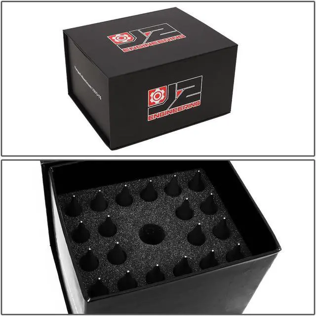 Alt view image 7 of 7 - J2 Engineering LN-T7-016-15-BK J2 Engineering 7075 -T6 Forged Aluminum M12X1.5 20Pcs 107mm Height Spiky Cap Lug Nut Set w / Socket Adapter (Black)