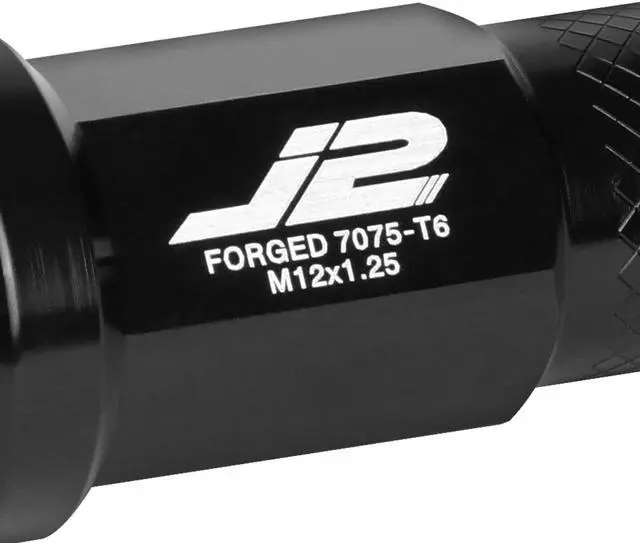 Alt view image 3 of 7 - J2 Engineering LN-T7-034-125-BK J2 Engineering 7075 Aluminum M12 x 1.25 20 Pcs 50mm Open End Lug Nut Set with Adapter Black