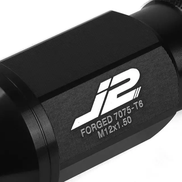 Alt view image 2 of 6 - J2 Engineering LN-T7-004-15-BK J2 Engineering 7075 -T6 Forged Aluminum M12X1.5 20Pcs 50mm Height Open -End Lug Nut Set w / Socket Adapter Key (Black)