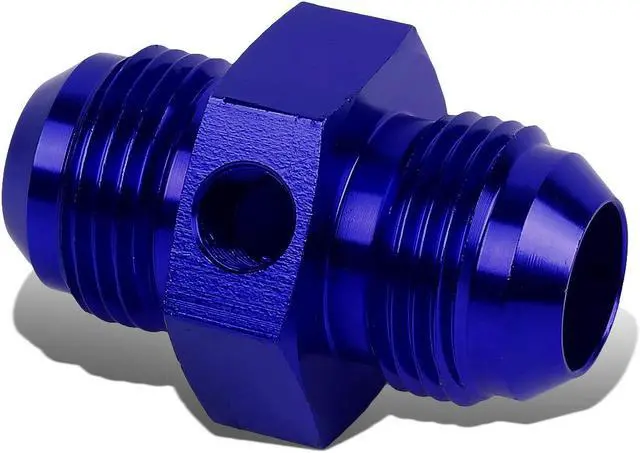 Alt view image 2 of 4 - DNA Motoring FT-1-9025-12-BL 12AN AN12 AN-12 Flare Union 1/8" NPT Side Port Aluminum Finish Fitting Adapter (Blue)