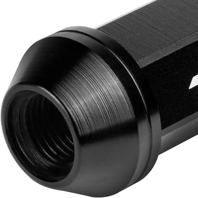 Alt view image 4 of 7 - J2 Engineering LN-T7-014-125-BK J2 Engineering 7075 -T6 Forged Aluminum M12 x 1.25 20Pcs 50mm Height Knurled Top Lug Nut w/ Adapter Black