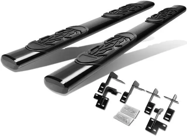 Main image of DNA Motoring STEPB-6O-016-BK For 19-20 Ram Truck 1500 Quad Cab Pair Powdercoated Steel 6"Wide Oval Tubing Running Board Side Step Nerf Bar w/Mounting Bracket