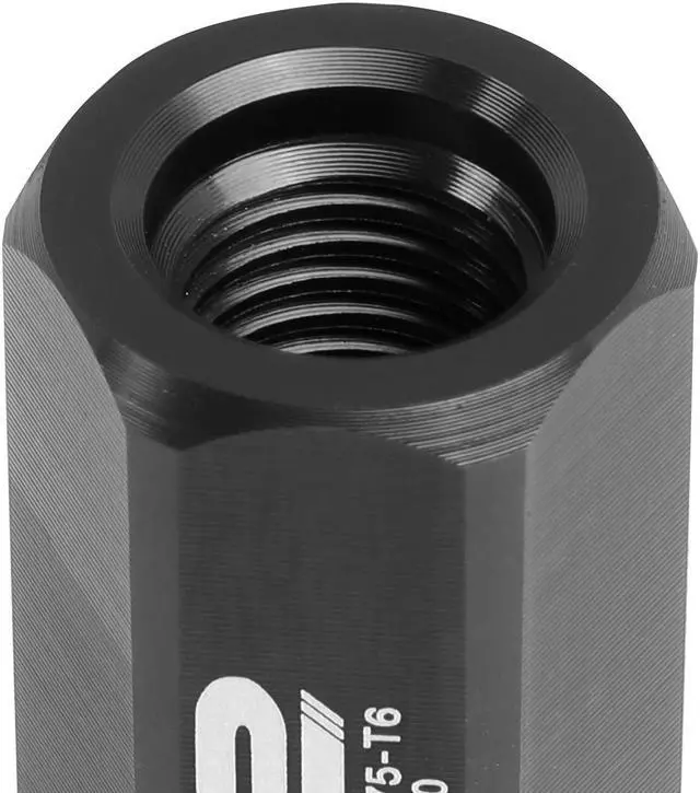 Alt view image 4 of 6 - J2 Engineering LN-T7-019-15-BK J2 Engineering 7075 -T6 Forged Aluminum M12 x 1.5 20Pcs 45mm Open -End Lug Nut w/ Adapter Black