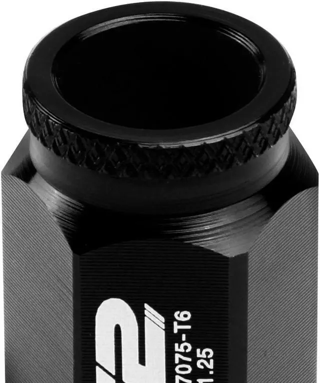 Alt view image 5 of 7 - J2 Engineering LN-T7-023-125-BK J2 Engineering 7075 -T6 Forged Aluminum M12 x 1.25 20Pcs 40mm Height Open -End Lug Nut Sets w / Socket Adapter Black