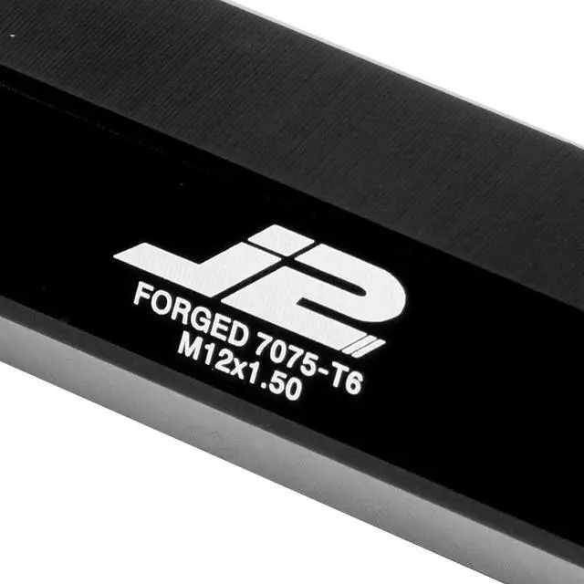 Alt view image 3 of 7 - J2 Engineering LN-T7-001-15-BK J2 Engineering 7075 -T6 Forged Aluminum M12x1.5 20Pcs 90mm Height Open -End Lug Nut Set w/Adapter Key (Black)