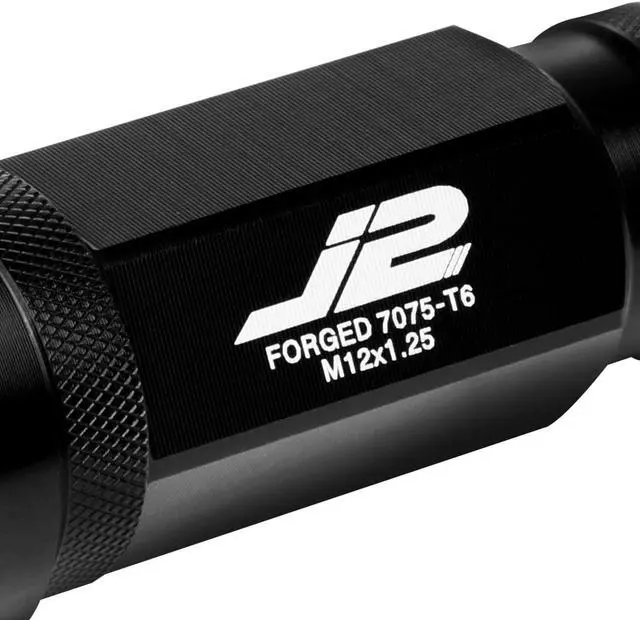 Alt view image 3 of 6 - J2 Engineering LN-T7-028-125-BK J2 Engineering 7075 -T6 Forged Aluminum M12 x 1.25 20Pcs 60mm Height Open -End Lug Nut Set w/Adapter Key Black