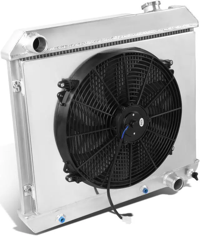 Main image of DNA Motoring RA+FS-CHEVYT63-3 For 63-66 Chevy C/K 10 / 20 / 30 Pickup MT 3-Row Tri-Core Aluminum Radiator + 12V Fan Shroud 64 65