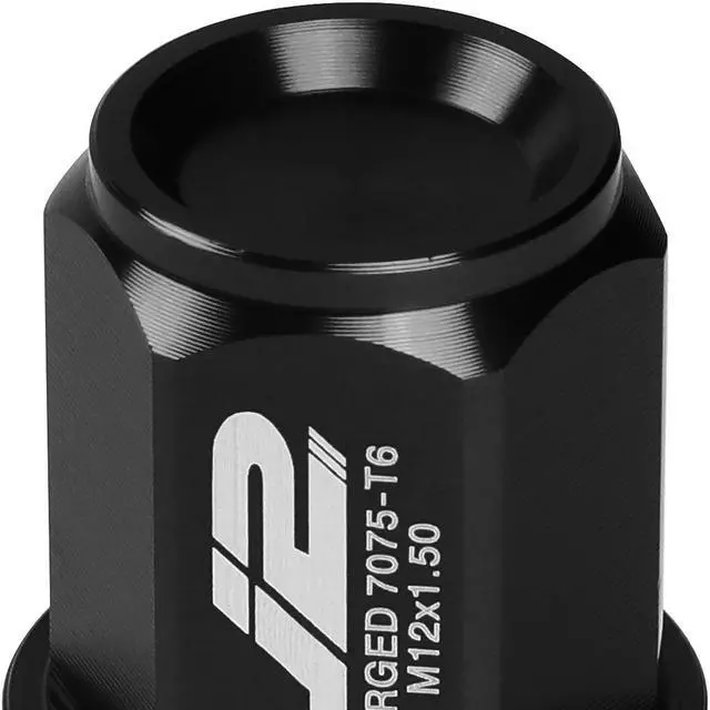 Alt view image 5 of 7 - J2 Engineering LN-T7-024-15-BK J2 Engineering 7075 -T6 Forged Aluminum M12X1.5 20Pcs 35mm Height Close -End Lug Nut Set w/Adapter Key (Black)