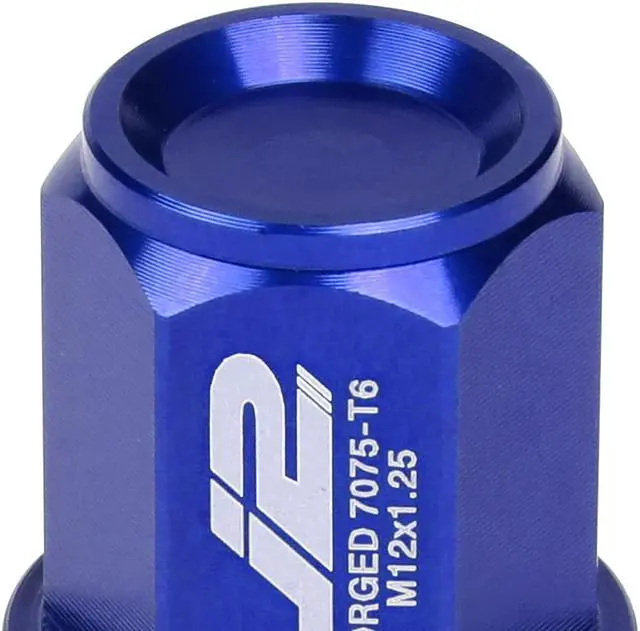 Alt view image 5 of 7 - J2 Engineering LN-T7-024-125-BL J2 Engineering 7075 -T6 Forged Aluminum M12 x 1.25 20Pcs 35mm Close -End Lug Nut w/ Socket Adapter ( Blue )
