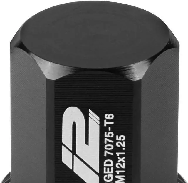 Alt view image 5 of 7 - J2 Engineering LN-T7-006-125-BK J2 Engineering 7075 -T6 Forged Aluminum M12 x 1.25 20Pcs 35mm Height Close -End Lug Nut Set w / Socket Adapter Black
