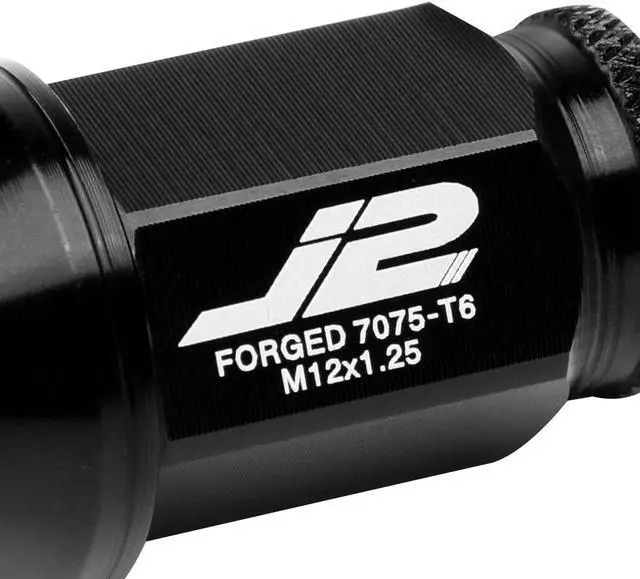 Alt view image 3 of 7 - J2 Engineering LN-T7-023-125-BK J2 Engineering 7075 -T6 Forged Aluminum M12 x 1.25 20Pcs 40mm Height Open -End Lug Nut Sets w / Socket Adapter Black