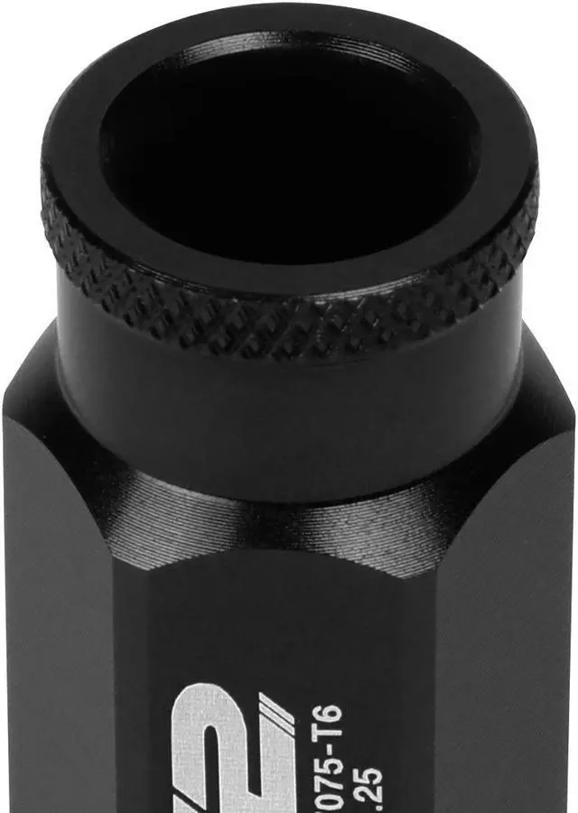 Alt view image 5 of 7 - J2 Engineering LN-T7-004-125-BK J2 Engineering 7075 -T6 Forged Aluminum M12 x 1.25 20Pcs 50mm Open -End Lug Nut w/ Socket Adapter Key ( Black )