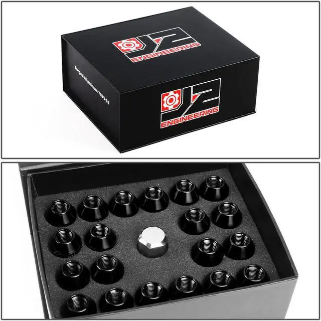 Alt view image 7 of 7 - J2 Engineering LN-T7-018-15-BK J2 Engineering 7075 -T6 Forged Aluminum M12x1.5 20Pcs 50mm Height Close -End Lug Nut Kit w/Adapter Key (Black)