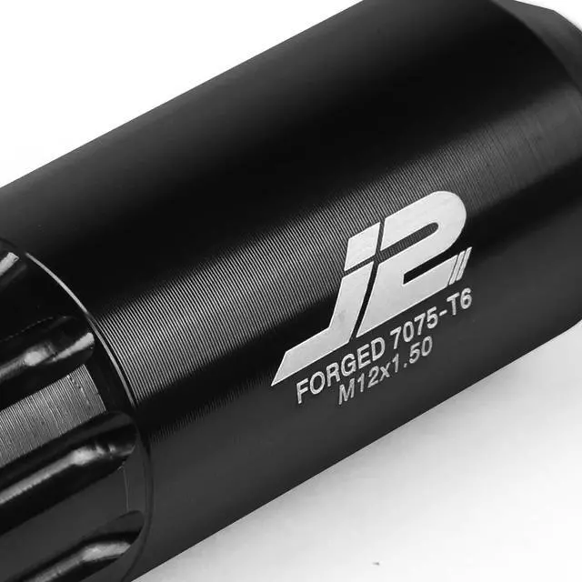 Alt view image 3 of 7 - J2 Engineering LN-T7-010-15-BK J2 Engineering 7075 -T6 Forged Aluminum M12X1.5 16Pcs 60mm Height Open -End Lug Nut Set w / 4Pcs Lock+Key (Black)