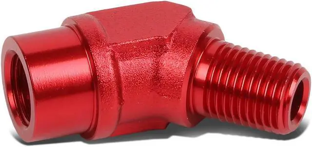 Alt view image 2 of 4 - DNA Motoring FT-1-9017-04-RD 1/4" NPT Male 45 Degree to 1/4" Female Hose Port Aluminum Finish Adapter (Red)