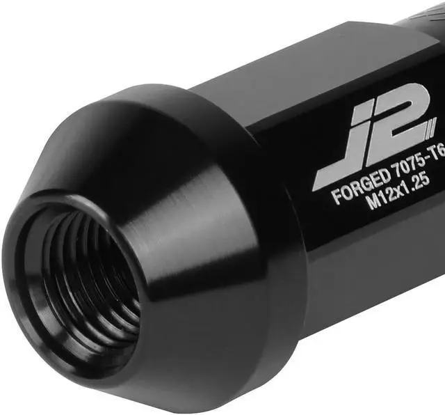 Alt view image 4 of 7 - J2 Engineering LN-T7-034-125-BK J2 Engineering 7075 Aluminum M12 x 1.25 20 Pcs 50mm Open End Lug Nut Set with Adapter Black