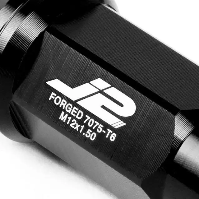 Alt view image 3 of 7 - J2 Engineering LN-T7-018-15-BK J2 Engineering 7075 -T6 Forged Aluminum M12x1.5 20Pcs 50mm Height Close -End Lug Nut Kit w/Adapter Key (Black)