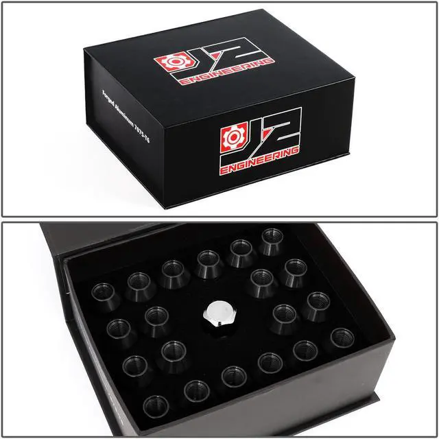Alt view image 6 of 6 - J2 Engineering LN-T7-028-15-BK J2 Engineering 7075 -T6 Forged Aluminum M12X1.5 20Pcs 60mm Height Open -End Lug Nut Set w/Adapter Key (Black)
