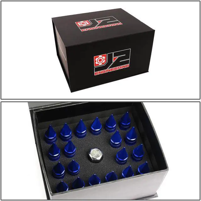 Alt view image 7 of 7 - J2 Engineering LN-T7-022-125-BL J2 Engineering 7075 -T6 Forged Aluminum M12 x 1.25 20Pcs 80mm Spiked Cap Lug Nut w/ Socket Adapter ( Blue )