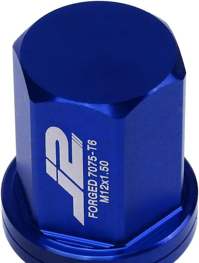 Alt view image 5 of 7 - J2 Engineering LN-T7-006-15-BL J2 Engineering 7075 -T6 Forged Aluminum M12X1.5 20Pcs 35mm Height Close -End Lug Nut Set w / Socket Adapter (Blue)