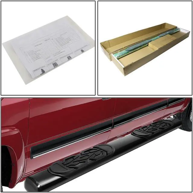 Alt view image 5 of 6 - DNA Motoring STEPB-6O-016-BK For 19-20 Ram Truck 1500 Quad Cab Pair Powdercoated Steel 6"Wide Oval Tubing Running Board Side Step Nerf Bar w/Mounting Bracket