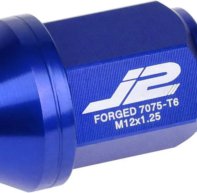 Alt view image 3 of 7 - J2 Engineering LN-T7-024-125-BL J2 Engineering 7075 -T6 Forged Aluminum M12 x 1.25 20Pcs 35mm Close -End Lug Nut w/ Socket Adapter ( Blue )
