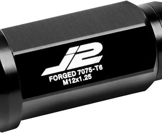 Alt view image 2 of 6 - J2 Engineering LN-T7-020-125-BK J2 Engineering 7075 -T6 Forged Aluminum M12 x 1.25 20Pcs 75mm Height Spiky Cap Lug Nut w/ Adapter Black
