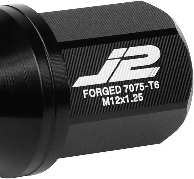 Alt view image 3 of 7 - J2 Engineering LN-T7-006-125-BK J2 Engineering 7075 -T6 Forged Aluminum M12 x 1.25 20Pcs 35mm Height Close -End Lug Nut Set w / Socket Adapter Black