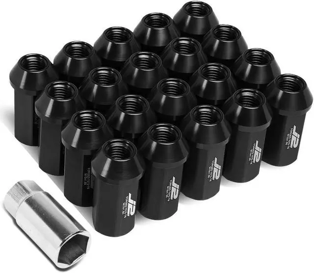 Main image of J2 Engineering LN-T7-019-15-BK J2 Engineering 7075 -T6 Forged Aluminum M12 x 1.5 20Pcs 45mm Open -End Lug Nut w/ Adapter Black