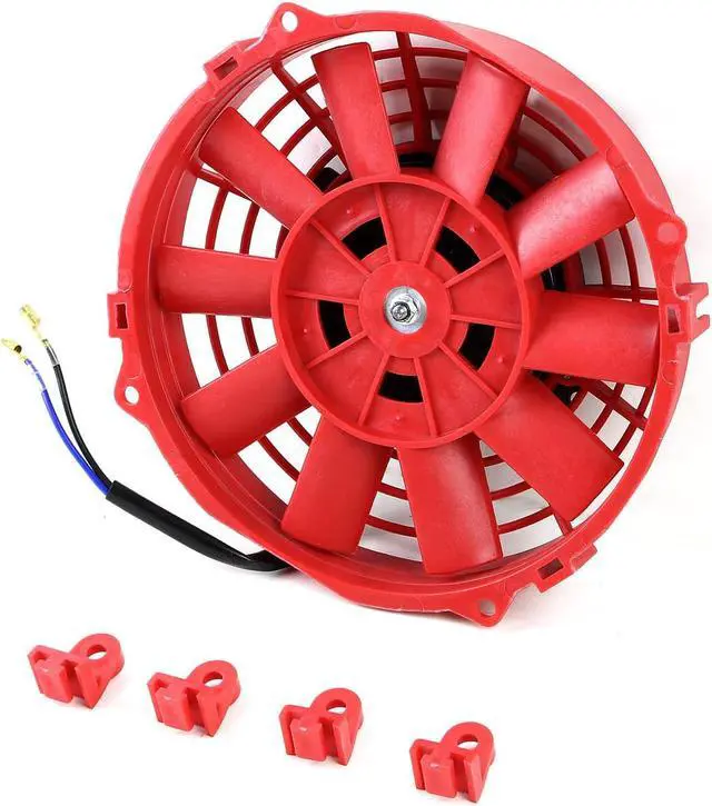 Alt view image 3 of 6 - DNA Motoring RAF-7-RD+FMK-X2 2Pcs 7" Inch High Performance Electric Radiator Cooling Fan kit (Red)