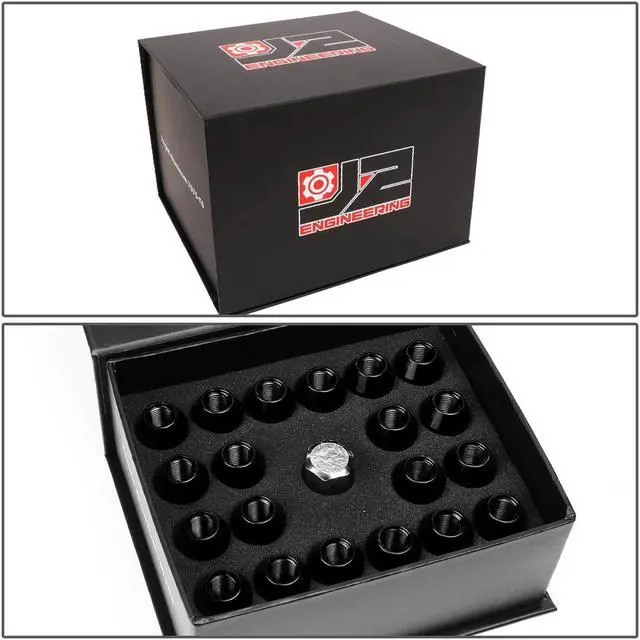 Alt view image 7 of 7 - J2 Engineering LN-T7-018-125-BK J2 Engineering 7075 -T6 Forged Aluminum M12 x 1.25 20Pcs 50mm Height Close -End Lug Nut Kit w/Adapter Key Black