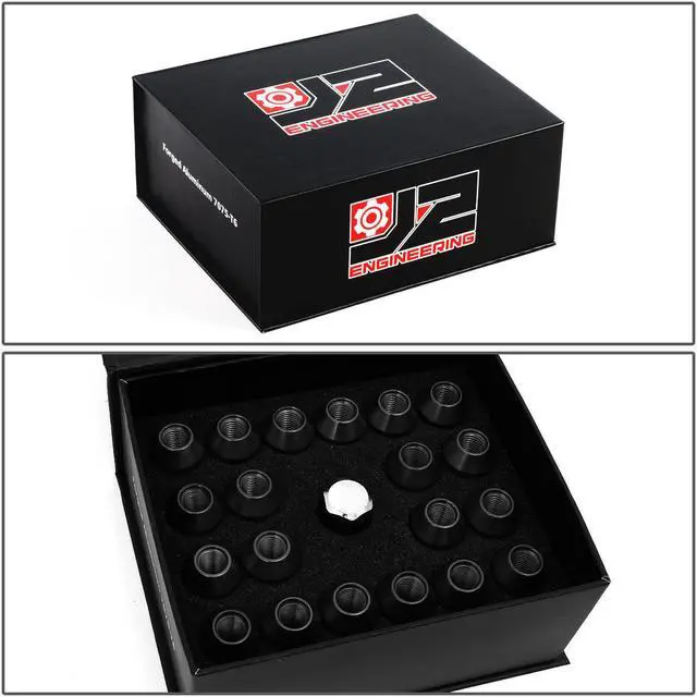 Alt view image 7 of 7 - J2 Engineering LN-T7-034-15-BK J2 Engineering 7075 -T6 Forged Aluminum M12X1.5 20Pcs 50mm Height Open -End Lug Nut Set w / Socket Adapter (Black)