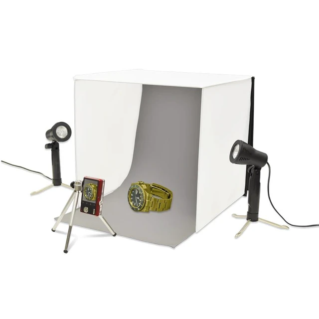 Alt view image 11 of 12 - Xit Portable Light Box Photo Studio with 2 Backgrounds, 2 Lights, Tripod & Carrying Case