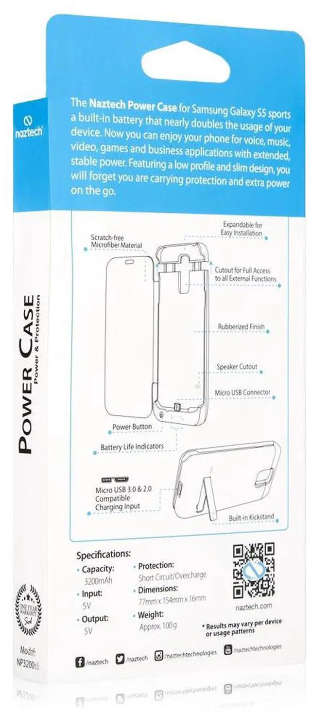 Alt view image 6 of 12 - Naztech PowerCase Carrying Case (Flip) for Smartphone - Black