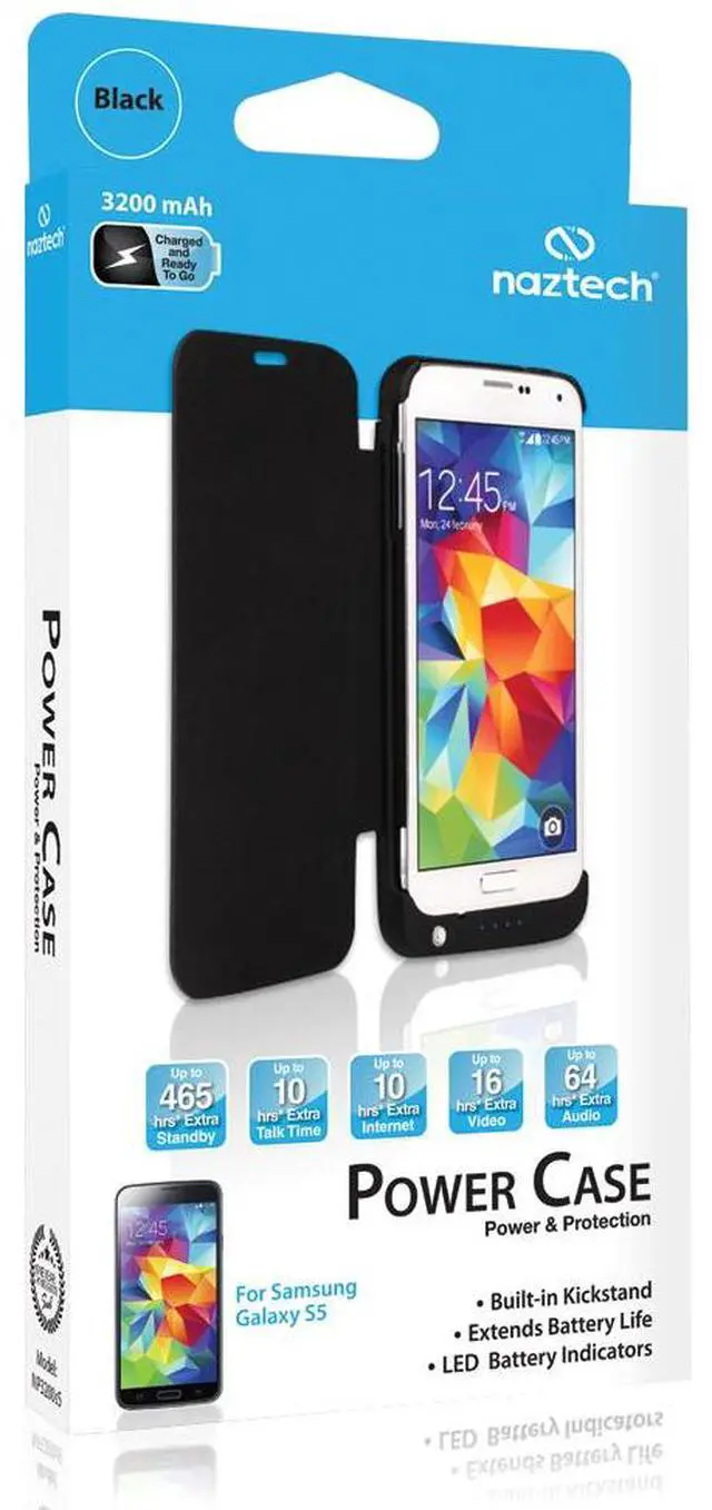Alt view image 5 of 12 - Naztech PowerCase Carrying Case (Flip) for Smartphone - Black