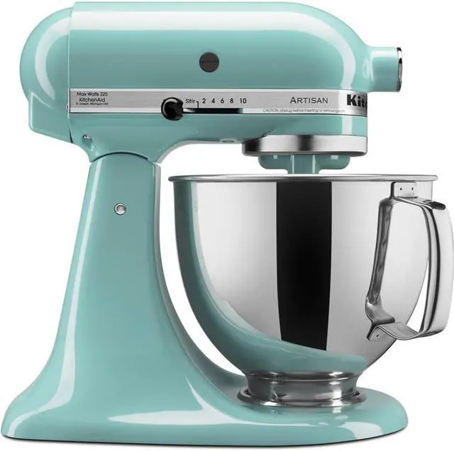 Alt view image 7 of 10 - KitchenAid Aqua Sky 5-quart Artisan Tilt-Head Stand Mixer