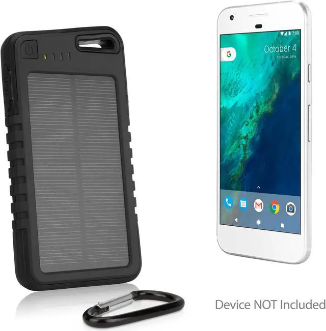 Alt view image 5 of 6 - Google Pixel XL Battery, BoxWave [Solar Rejuva PowerPack (5000mAh)] Solar Powered Backup Power Bank for Google Pixel XL - Black