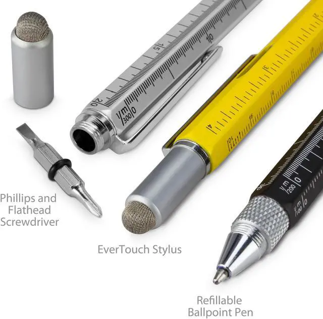 Alt view image 5 of 5 - Stylus Pen, BoxWave [Universal EverTouch Builder Stylus] Fiber Tip Stylus Built in Level, Ballpoint, Rule for Smartphones and Tablets