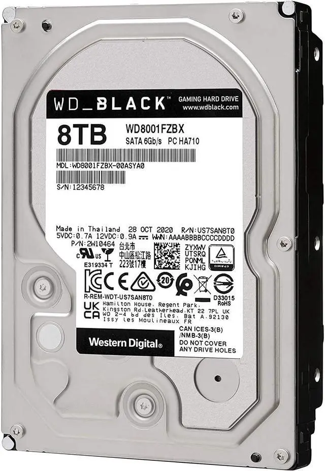Alt view image 4 of 4 - [Ref] Western Digital 8TB WD Black Performance Internal Hard Drive HDD - 7200 RPM, SATA 6 Gb/s, 256 MB Cache, 3.5" - WD8001FZBX