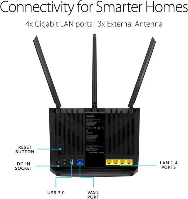 Alt view image 10 of 11 - ASUS AC1750 WiFi Router (RT-ACRH18) - Dual Band Wireless Internet Router, Easy Setup, Parental Control, USB 3.0, AiRadar Beamforming Technology extends Speed, Stability & Coverage, MU-MIMO