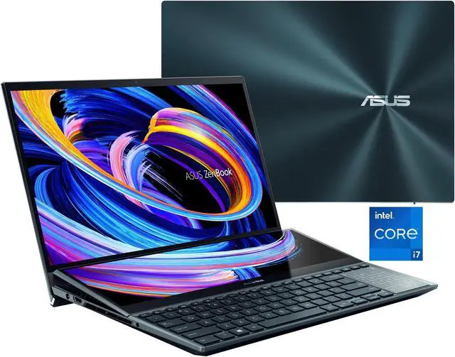 Alt view image 5 of 11 - ASUS ZenBook Pro Duo 15 OLED UX582 Laptop, 15.6 OLED 4K Touch Display, i7-12700H, 16GB, 1TB, GeForce RTX 3060, ScreenPad Plus, Windows 11 Home, Celestial Blue, UX582ZM-AS76T