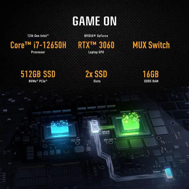 Alt view image 6 of 11 - ASUS TUF Dash 15 (2022) Gaming Laptop, 15.6 144Hz FHD Display, Intel Core i7-12650H, GeForce RTX 3060, 16GB DDR5, 512GB SSD, Thunderbolt 4, Thunderbolt 4, Windows 11 Home, Off Black, FX517ZM-AS73