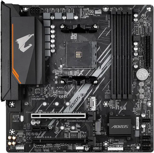 Alt view image 7 of 18 - GIGABYTE B550M AORUS ELITE AM4 AMD B550 Micro-ATX Motherboard with DDR4, Dual M.2, PCIe 4.0, Realtek GbE LAN